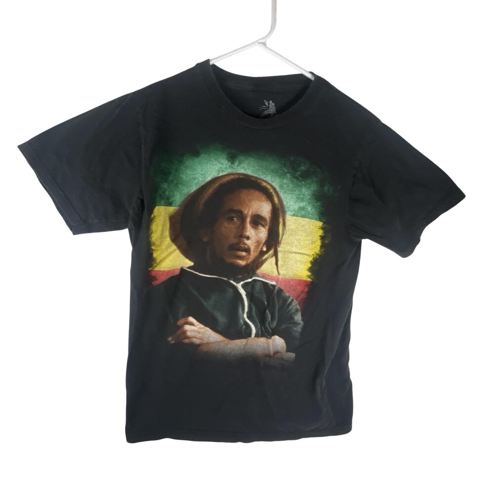 Bob Marley Shirt Youth Medium Black Zion Rootswear Reggae Rasta Graphic Tee